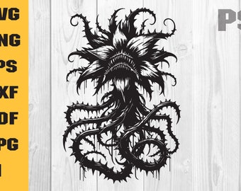 Monster Plant SVG, Horror SVG, Halloween Garden Shirt png, Flower Shop dxf, Floral Alien Cutfile, Horror Farm jpeg