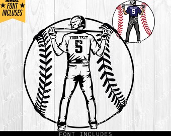 Baseball Player SVG, farbige Schichten, personalisierte Name SVG, Baseball Team SVG, Baseball Dad SVG, Baseball Cutfile, Baseball