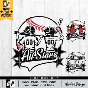 All Stars Svg Png, Personalized Name Svg, Baseball Player Svg, Baseball Mom Svg, Softball Team Svg, Baseball Game For Silhouette