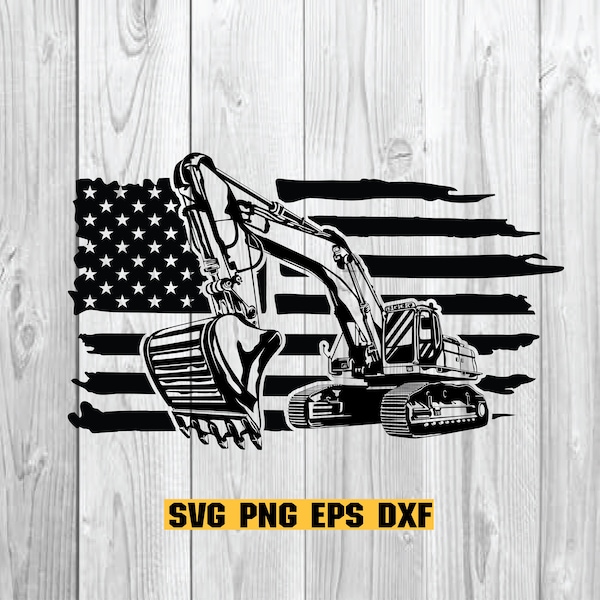 Us Excavator Svg , Excavator Clipart , Heavy Equipment Svg , Pipeliner Svg , Excavator Files for Cricut , Excavator Cut Files For Silhouette