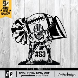 Football Player Svg, Cheerleader Svg, Football Name Svg, Cheer Dance Svg, Football Shirt, Football Season, Cheer Clipart, Png Dxf Eps