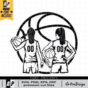 Basketball Svg Png, Basketball two Girl SVG, Basketball School, Sports, Basketball, Svg for cricut, Digital Download Clipart