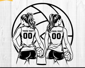 Volleyball Girls Svg, Volleyball Player Svg, Girls Volleyball Svg, Volleyball Team Svg, Female Volleyball Shirt, Cricut Cut File, Png Dxf