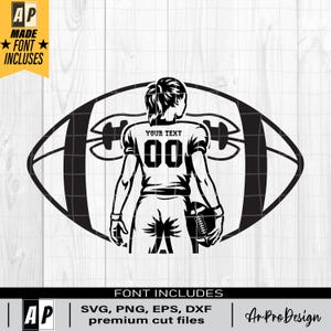 Football Girl Svg, Personalized Name, Football Mom Svg, Football Player Svg, Football Shirt, Football Season, Football Shirt, Png Dxf