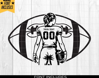 Football Girl Svg, Personalized Name, Football Mom Svg, Football Player Svg, Football Shirt, Football Season, Football Shirt, Png Dxf
