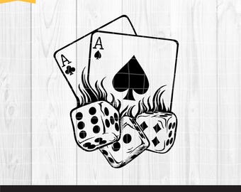 Playing Card Svg, Dice Svg, Playing Cards Svg Files for Cricut,Flame Svg, Ace of Spades Svg, Poker Svg,  Png Dxf Jpg Eps