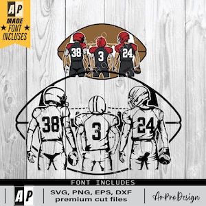 Football Svg Png, Three Football Players Svg, Football Name Svg, Football Shirt, Football Season, Superbowl Clipart, Png Eps Dxf Ai