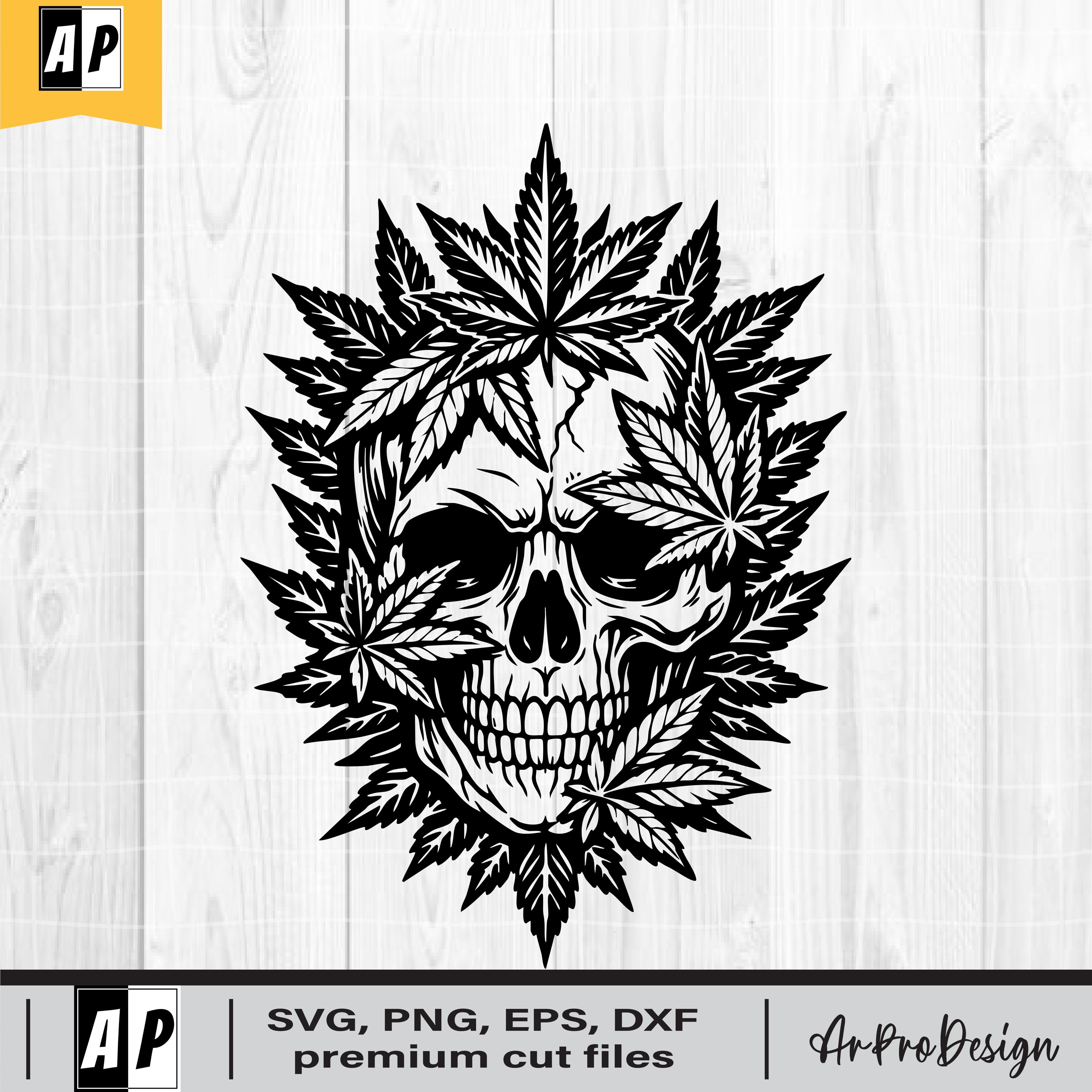 Weed Skull Svg, Cannabis Skull SVG, Marijuana Leaf Skull, Skull With ...