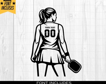 Pickleball Girl Svg, Female Pickleball Player Silhouette, Pickleball Paddle Svg, Woman Pickleball Shirt Design, Cricut Cut File, Png Dxf Eps