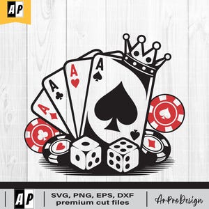 Playing Cards Svg, Poker Cards svg, Aces SVG, Royal Flush Clip Art, Cards Clip Art,Vegas Style Clipart, Poker Cards Cut Poker Png Dxf Eps