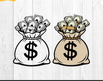 Svg sacco di soldi, sacco di soldi con simbolo del dollaro, clipart sacco di soldi, sacco di contanti in formato Svg, sacco di banca in formato Svg, sacco di soldi in formato Svg, file di download digitale