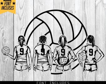 Volleyball four player SVG, Volleyball  svg, Volleyball Girl svg, volleyball player svg, Volleyball png, Digital Download Clipart