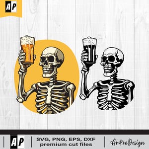 Skeleton Cheers SVG, Toast SVG, Salud SVG, Beer T-Shirt Decal,  Beer Cheers Svg, Beer Svg, Cheers Svg, Digital Download, Instant Download