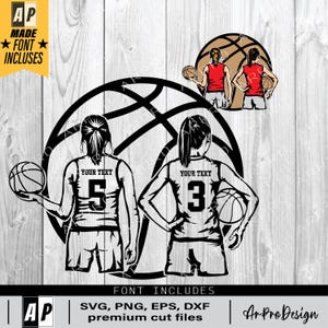Basketball Svg Png, Basketball two Girl SVG, Basketball School, Sports, Basketball, Svg for cricut, Digital Download Clipart