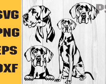Great Dane svg, great dane png, Line Art clipart, Portrait EPS Printable png, head dxf download