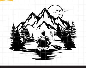 KAYAK male svg, Kayak SVG file Kayak male, Kayak Scene Svg, Adventure Svg, Kayaking Svg, canoe svg, boat svg, silhouette, png, cut file
