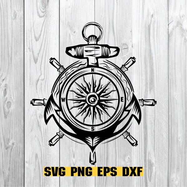 Anchor Compass SVG , Cut Files For Cricut And Silhouette, Outdoor Digital Download, Adventure SVG, Anchors SVG, Decal Image