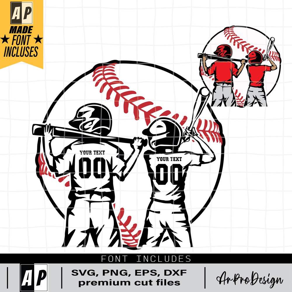 Snorider Design Baseball Two Kids Svg Png, Baseball Kids Svg, Baseball Player Svg, Baseball Kid Shirt, Baseball Shirt, Baseball Clipart, Baseball Stencil