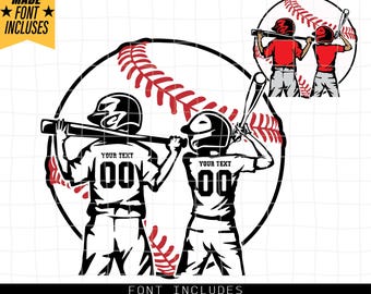 Baseball Two kids Svg Png, Baseball Kids Svg, Baseball Player Svg, Baseball Kid Shirt, Baseball Shirt, Baseball Clipart, Baseball Stencil