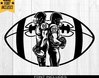 Football Svg Png, Two Football Players Svg, Football Name Svg, Football Shirt, Football Season, Superbowl Clipart, Png Eps Dxf Ai