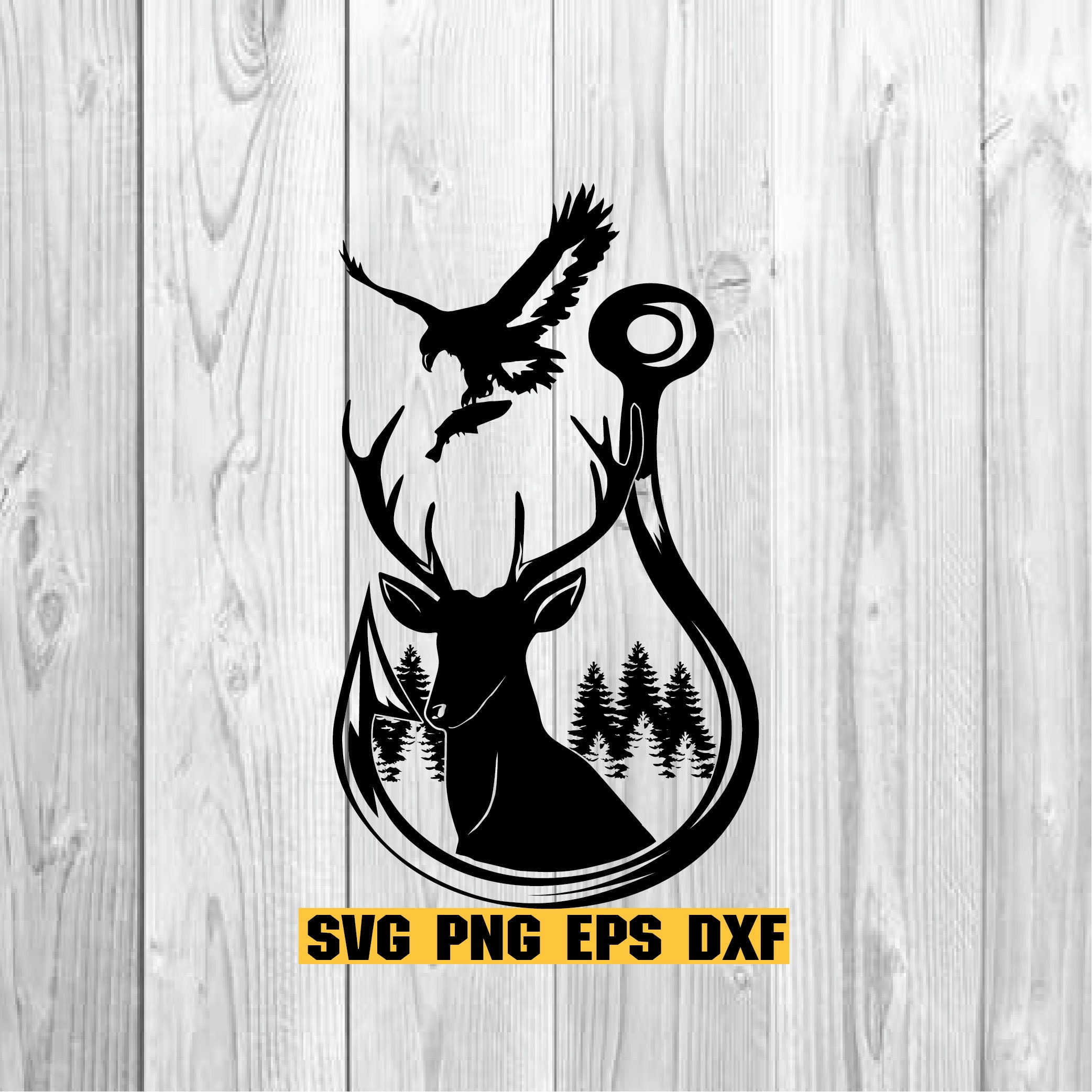 Svg Duck Fish Hook Antler - Etsy