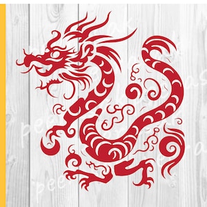 2024 Dragon SVG, Chinese Nieuwjaarskaart, Jaar van de Draak 2024 svg, Cricut Silhouet Afdrukbare Clipart Digitale Dxf Png Eps Ai
