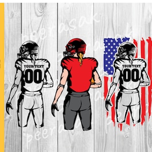 Chica de fútbol americano svg, Mujer de damas de fútbol, capas de colores, Temporada de fútbol, Bandera angustiada, Bandera de América, svg, png, dxf,
