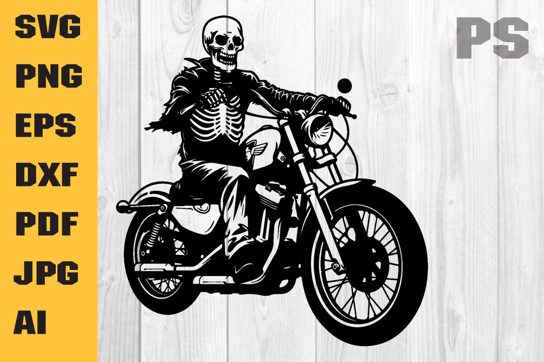 Skeleton Riding Motorcycle Svg, Biker Skeleton SVG, Skull Rider SVG ...