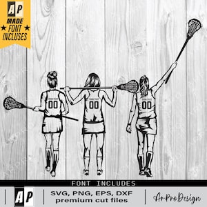 Lacrosse SVG, Lacrosse Three girls, Lacrosse Player SVG, Lacrosse Player Printable, Woman Lacrosse silhouette, Female Lacrosse Player