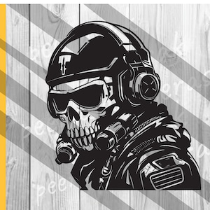 Night Vision Goggles Soldier Skull SVG, Military Personnel Vinyl Stencil Graphics, Cricut Cut Files Clipart Vector Digital Png Eps Dxf Ai