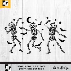 Dancing Skeleton SVG, Halloween Dancing Skeleton Svg, Skeletons Dancing Svg, Dancing Halloween Svg, PNG DXF Eps Cut File for Cricut