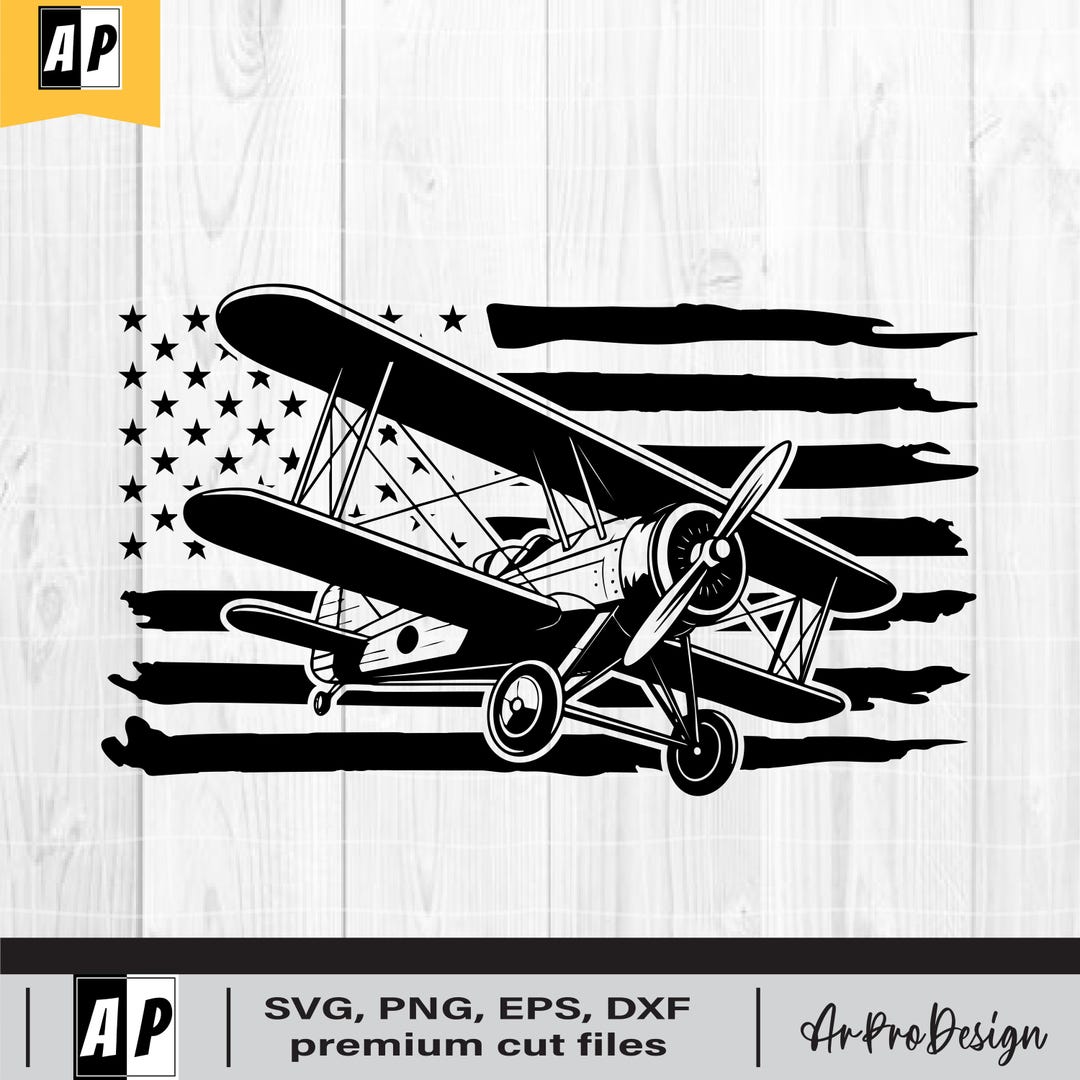 US Biplane SVG, Airplane Pilot Svg, Single Prop Airplane Decal, Vintage ...