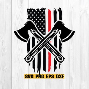 レッドライン旗 SVG、消防士旗 SVG、Cricut 用クリップアート、消防士 SVG、米国斧旗 SVG、消防署 SVG、デジタルダウンロードクリップアート SVG