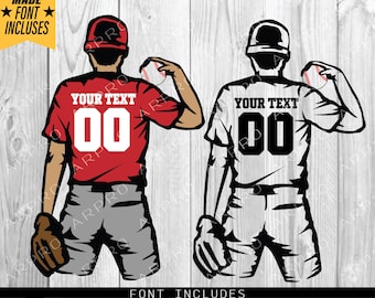Baseball Player SVG, farbige Schichten, personalisierte Name SVG, Baseball Team SVG, Baseball Dad SVG, Baseball Cutfile, Baseball