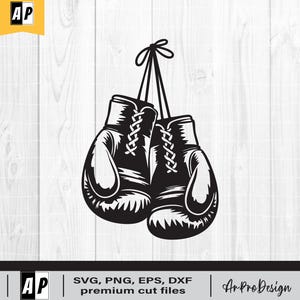 Guantes de boxeo SVG, clipart de guantes de boxeo, clipart de luchador vintage, archivos SVG de diseño de entrenamiento de boxeo para Cricut y Silhouette, PNG