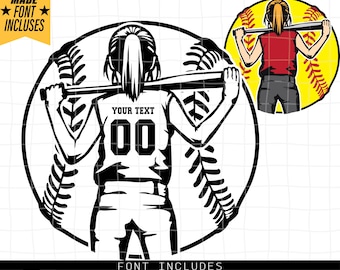 Softball Player Svg, Personalized Name Svg, Softball Team Svg, Softball Mom Svg, Softball Player Clipart, Softball Cutfile, Baseball Svg