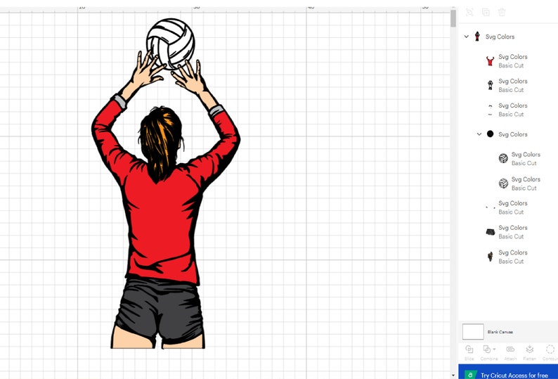 May include: A woman in a red shirt and black shorts is spiking a volleyball. She is wearing a red shirt with long sleeves and black shorts. She is spiking the volleyball with her right hand.