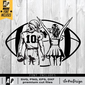 Football Player Svg, Cheerleader Svg, Football Name Svg, Cheer Dance Svg, Football Shirt, Football Season, Cheer Clipart, Png Dxf Eps