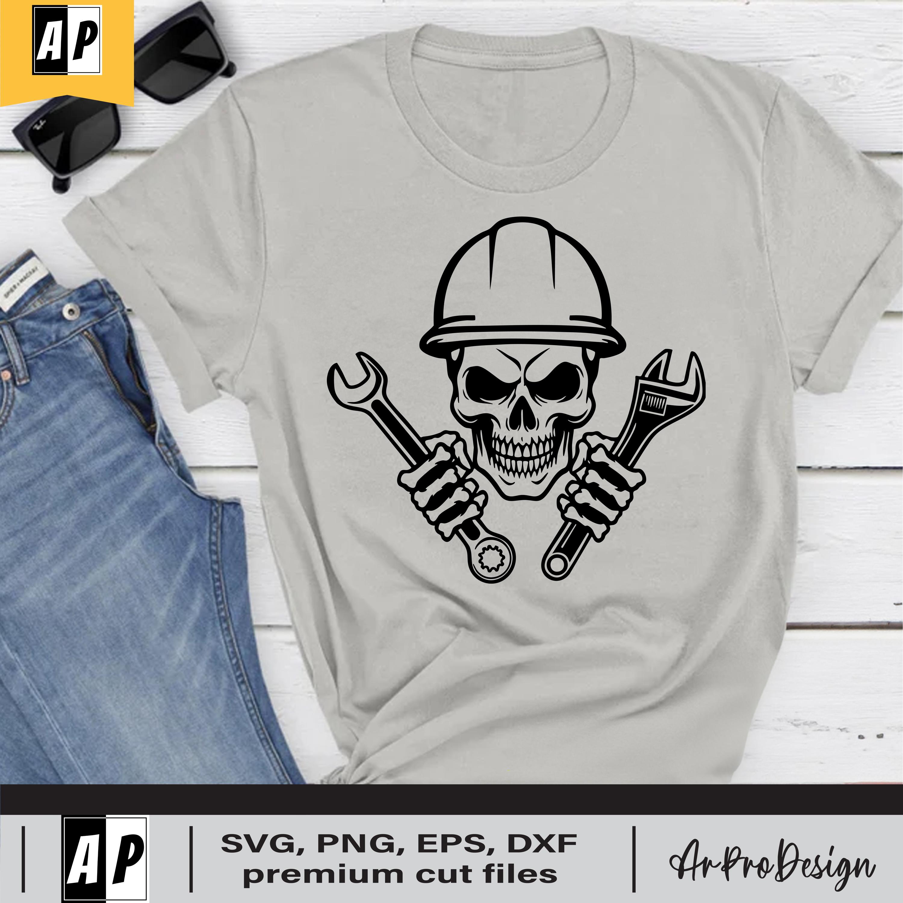 Skull Mechanic SVG PNG, Hard Hat Skull With Wrenches Clipart ...