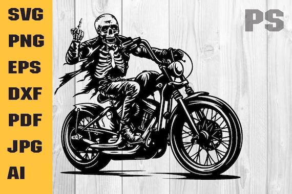 Skull Middle finger Riding Motorcycle SVG , Motorcycle skull svg, Middle finger skeleton SVG, Chopper svg, SVG Design