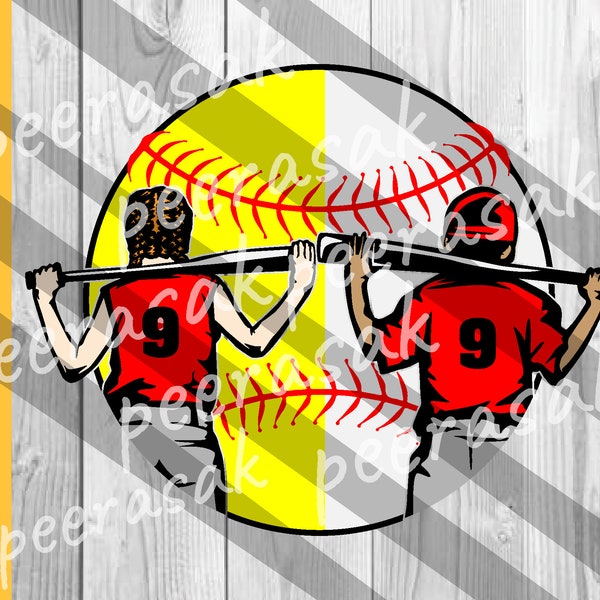 Baseball Girl & Boy SVG, Baseball  player SVG, Baseball SVG, colored layers, Baseball monogram for Silhouette, softball svg files