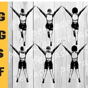 Cheerleader SVG, tancerka SVG, pakiet Cheerleading SVG, kolorowe warstwy, Cheer SVG, Cheerleader Png, Cheerleader Vector