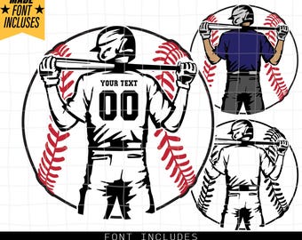 Baseball Player SVG, farbige Schichten, personalisierte Name SVG, Baseball Team SVG, Baseball Dad SVG, Baseball Cutfile, Baseball