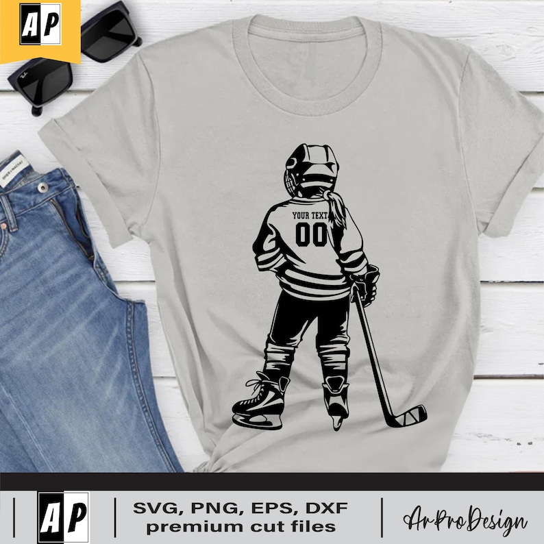 Hockey Kid Girl Svg Png, Ice Hockey Kid Svg, Hockey Player Svg, Personalized Name, Ice Skating Svg, Goalie Clipart, Ice Hockey Shirt image 2