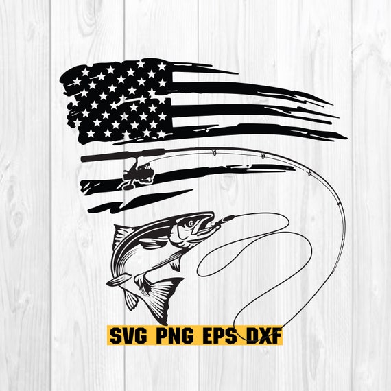 american flag with fishing pole svg Hunting and Cut File For Cricut Silhouette Creativedesignmaker a perfect blend of patriotism and anglers enthusiasm Fishing Distressed American Flag SVG,