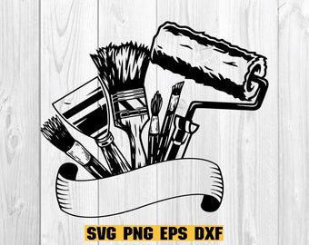 Home Painter Logo svg , Painting Service Logo svg , Painting Tools Clipart , Painting Tools Cutfile , Painting Tool svg , Paint Roller svg