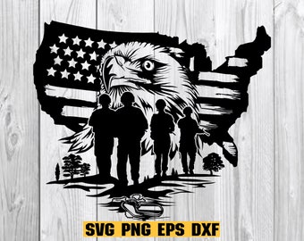 US Patriotic Eagle Soldier svg , Military Eagle svg , American Eagle svg , Vétéran svg , Clipart militaire , Soldat Cutfile , Militaire png