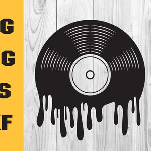 Dripping Vinyl Record svg, Music SVG, DJ Decal T-Shirt Sticker Graphics Art, Cutting File Printable, Digital Download Clipart SVG