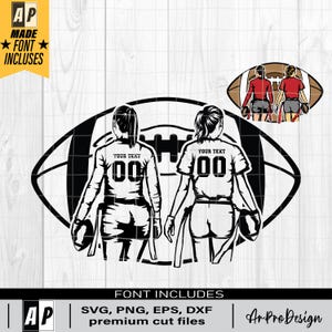 Two Flag Football Player Svg, Colored layers, Personalized Name, Football Girl Svg, Flag Football Shirt, Football Season, Sublimation