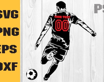 Voetballer Svg, Voetbal Monogram Svg, Voetbal Clipart, Voetbal Cricut Cut bestand, Naam Voetbal Svg, Digitale Download